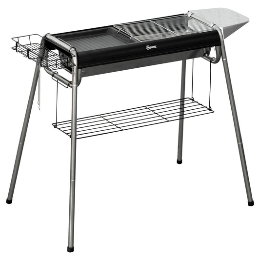 Grill węglowy Outsunny, stal nierdzewna, metal, 96x61x72 cm, czarny(Por omisión)