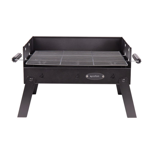 Przenośny grill węglowy Cofan | Grill ze stali chromowanej | Składany grill | Z uchwytami bocznymi | Idealny na kemping, do ogrodu i na patio | Wymiary: 45,5 x 34,5 x 31,5 cm(Por omisión)